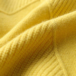 Casual Loose Solid Color Striped High-Neck Long Sleeves Sweater Tops