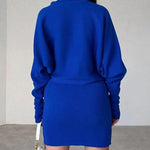Nadorine Women's Casual Two Pieces Sets Turtleneck Sweater and Mini Skirt Suits