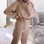 Two Piece Outfits Casual Lounge Sets Long Sleeve Drawstring Cropped Hoodie with Sweatpants