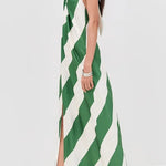 Most Dreamy Stripe Print Halter Tie-up Backless Pocket Loose Maxi Dress