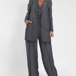 Nadorine Casual Chic Stripe Blazer Long Sleeve Lapel Work Office Jacket