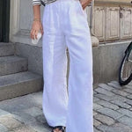 Two Piece Outfits Casual Lounge Sets Long Sleeve Stripes T-Shirt with Wide Leg Pants