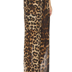 Minka Chiffon Leopard Elastic Waist Pocketed Loose Cargo Pants