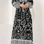 Printed lantern sleeves loose dress