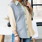 Nadorine Plaid Colorblock Buttons Long Sleeve Shirt for Women Casual Loose Business Casual 2026 | Under $40