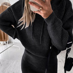 Hooded Sheath Mini Dress with Drawstring