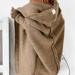 Hooded Batwing Knit Sweater with Soft and Loose Fit, Back Panel Patchwork