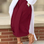 Loose Wide Leg Pleated Pockets Solid Color Pants