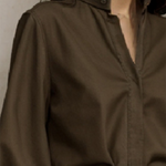 Puff Sleeves Loose Buttoned Solid Color Split-Joint Stand Collar Blouses&Shirts Tops