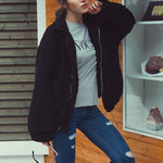 Fleece Fuzzy Faux Zipper Coats Casual Lapel Outwear