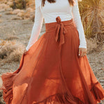 High waist irregular splicing all-match casual skirt