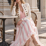 Retro White Stand-up Collar Double-breasted Lace Jacket