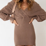Sexy V-neck Twist Sweater Dress
