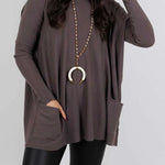 Winter Melodies Knit Crew Neck Front Pockets Oversized Sweater