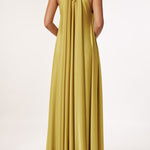 Greek Goddess Distinctive Golden Halter Neck A-line Maxi Dress