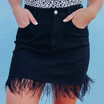 Solid Color Short Skirt Tassel Skinny Denim Skirts