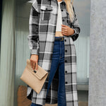 Nadorine Button Down Plaid Classic Long Shirt Jacket