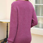 Nadorine Casual Heart Round Neck Pullovers Long Sleeve Sweaters