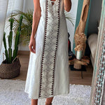 Sexy Print Frenulum Backless V Neck Dresses