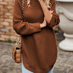 Irregular Hem Side Split Loose Pullover Turtleneck Sweater