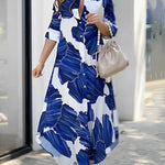 Nadorine Women's Button Down Shirt Dress Summer V Neck 3/4 Sleeve Casual Loose Dresses