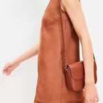 Found Your Style Faux Suede V-neck Sleeveless Shift Mini Dress