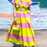 High Waisted Loose Belted Buttoned Contrast Color Pleated Pockets Lapel Maxi Dresses Shirt Dress