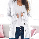 Plain Twist Button Cardigan Sweater