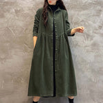 Original Solid Corduroy Lapel Dress