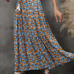 Floral fungus lace stitching layered skirt bohemian tassel seaside holiday beach skirt