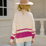 Striped Half-Zip Collared Sweater