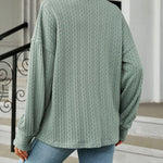 Solid Color Turn-Down Collar Twisted Knit Long Sleeve Loose Jacket