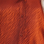 Nadorine Satin Button Down Blouse Zebra Print Lantern Casual Long Sleeve Collared Shirts Tops