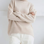 Turtleneck Loose Long Sleeve Knitted Pullover Sweater Tops
