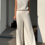 High Waisted Wide Leg Solid Color Pants