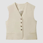 Nadorine Casual Single-Breasted Sleeveless Crop Vest