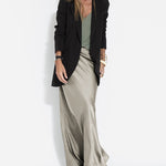 Silk Satin Mermaid Skirt Solid Color Smooth and Flowing Midi Length Skirts