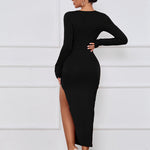 Sexy Hollow Slit Long Sleeve Dress
