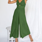 Nadorine Women's Casual Sleeveless Hollows High Waist Bodysuit Spaghetti Strap Loose Jumpsuit Overalls