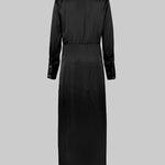 Long Sleeves Loose Solid Color Lapel Collar Maxi Shirt Dresses