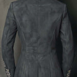 Embossed Floral Eco-Suede Blazer In Charcoal Taupe