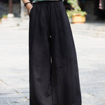 High Waist Casual Cotton Linen Wide Leg Jogging Harem Pants
