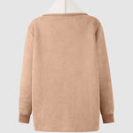 Fleece Long Sleeve Warm Teddy Coat Lapel Cardigan With Pocket