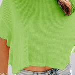 Ruffle Half Sleeve Solid Knitting Cropped Pullovers