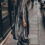Women 3/4 Sleeve Sequined Kimono Cardigan