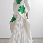 A-Line Loose Flower Print Pleated V-Neck Maxi Dresses