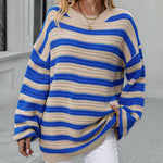 Striped Sweater Women Knitted Crew Neck Pullover Sweater
