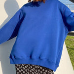 Solid Color Loose Sweatshirt Street Style Oversize Polar Fleece Pullover