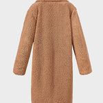 Faux Fur Plush Coat Open Front Solid Long Teddy Overcoat