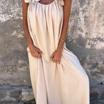 Solid Floral Embellished Sleeveless Loose Maxi Dress